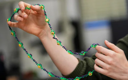 Biodegradable Mardi Gras beads help make Carnival season more sustainable