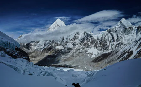 A massive, unstable ice block stalls Everest climbers at base camp